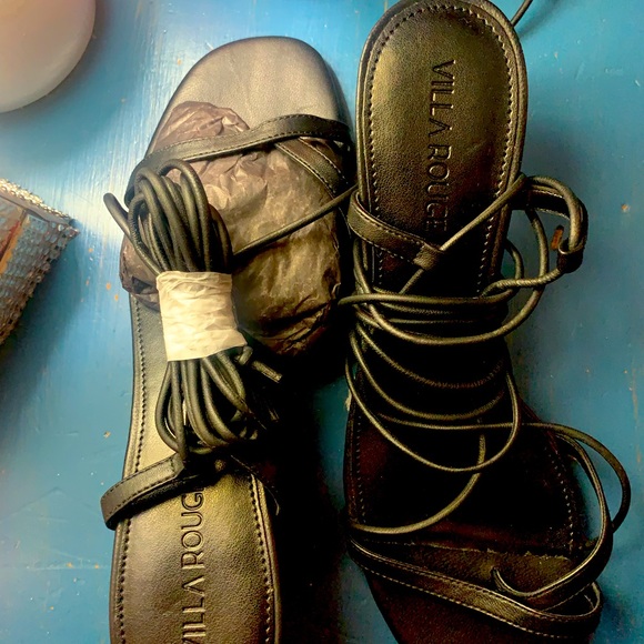 Villa Rough kitten heel tie up aviator sandal - Picture 4 of 4